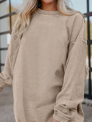 Smoke Gray geripptes Cord – übergroßer Sweatshirt - Miniatuur