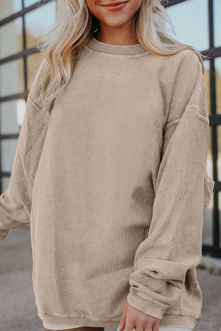 Sudadera de pana grande gris humo con canalas