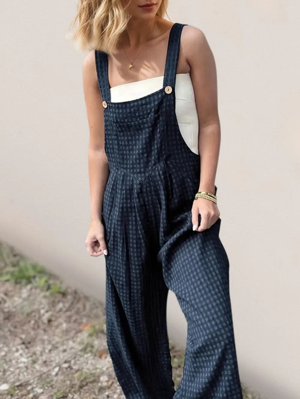 Oh Full Size Plaid Wide Leg Overalls with Pockets - Exklusive Damenmode & Kleidung Kollektion | Redblad Deutschland