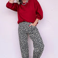Black Leopard Print Barrel Jeans - Damesmode Afbeelding 4 - Foto 4