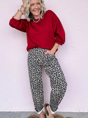 Schwarze Leopardenmuster-Barrel-Jeans – Damenmode Bild 4 - Miniatuur