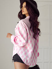 Delicacy Geometric Print Textured Flap Detail Shacket with Pocket - Miniatuur