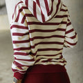 Sudadera con sudadera de rayas rojas y pantalones lisos de canaladura 2 piezas conjunto - Foto 2