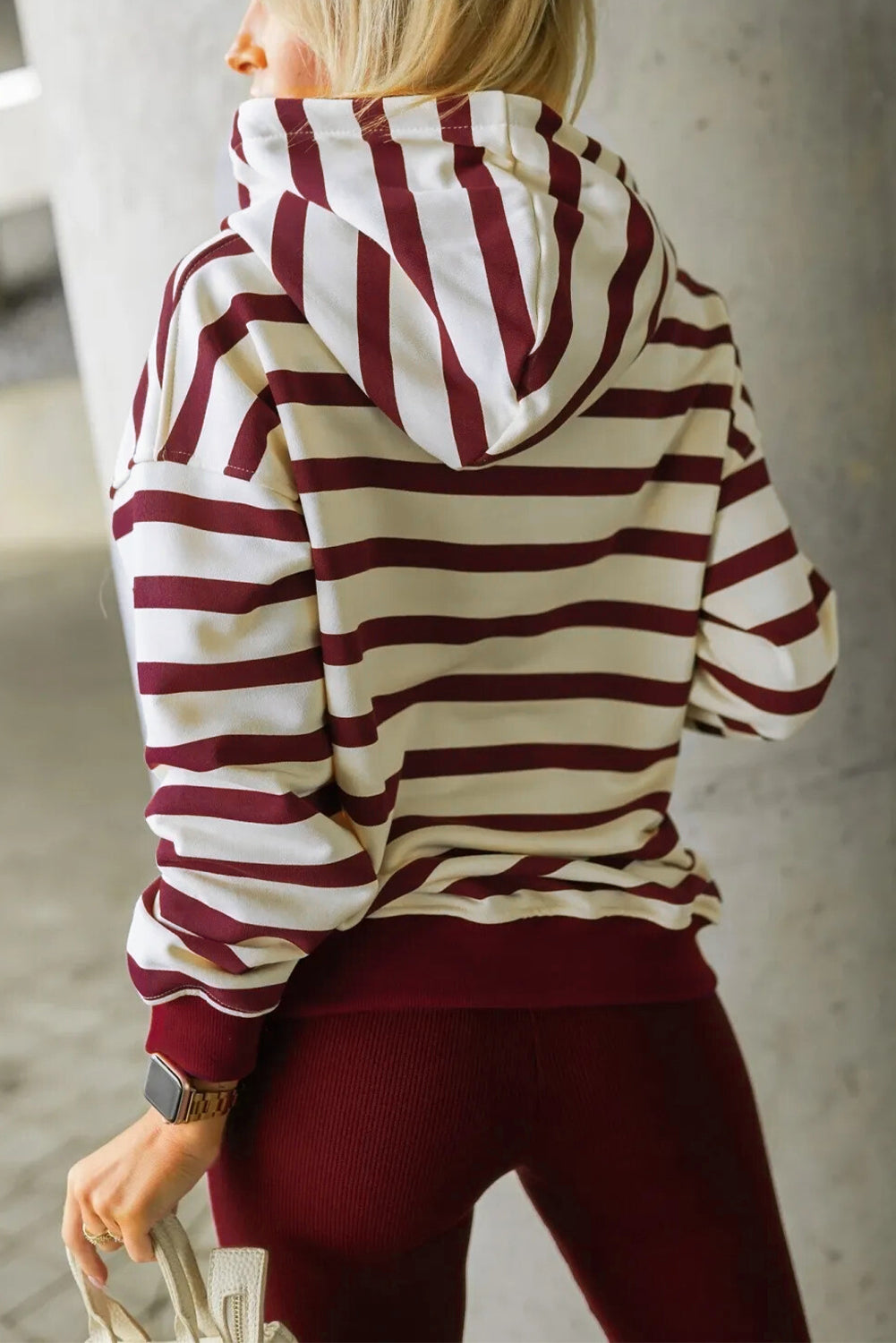 Felpa a righe rosse felpa a coste pantaloni lissi 2 pezzi Set