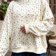 Beige gerippter Hochhals-Patchwork Bloemenprint Dames Tasgy Pullover Comfortabele Trui