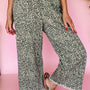 Bruin Luipaardprint Print Raw Hem Elastic Waist Luchtige Pull On Jeans