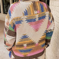 White Aztec Print Button Up Shacket - Foto 2