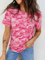 Grünes Tarnmuster-T-Shirt mit Crew-Neck - Miniatuur
