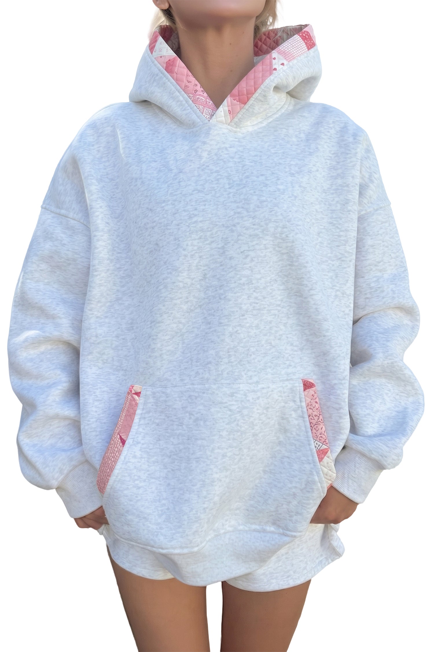 Felpa oversize a topwork a contrasto grigio