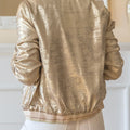 Pale Khaki Metallic Zip up Baseball Jacket - Foto 2