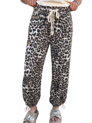 Black Leopard Print Drawstring Jogger Jeans - Women's Fashion Image 6 - Miniatuur