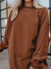 Smoke Gray geripptes Cord – übergroßer Sweatshirt - Miniatuur