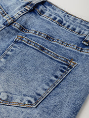 Myosotis Center Seam Cuffed Hem Straight High Waist Jeans - Miniatuur