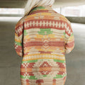 Shacket de bolsillo con solapa de botón con estampado azteca del oeste amarillo - Foto 2