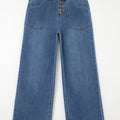 Ashleigh Blue Multi Buttons High Waist Wide Leg Jeans With Pockets - Damesmode Afbeelding 3 - Foto 3
