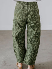 Pantalon en denim Harem imprimé paisley vert - Miniatuur