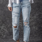 Jeans taille haute Slim Slim Slim Bleu Bleu Ciel - Thumbnail