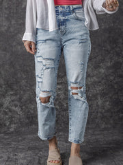 Jeans taille haute Slim Slim Slim Bleu Bleu Ciel - Miniatuur