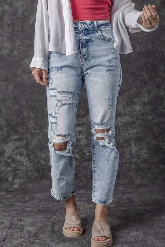 Jeans taille haute Slim Slim Slim Bleu Bleu Ciel