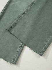 Vierblattklee, leicht verletzt, roher Rand, breite Jeans mit breiten Beinen - Miniatuur