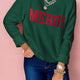 Zwart-Groen MERRY Letter Patroon Noël Raglan Sleeve Trui