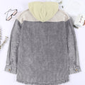 Chaqueta de pana con capucha con botones y bloque de color gris - Foto 6