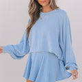 Set di mini skort a manica a filo blu cielo - Foto 3