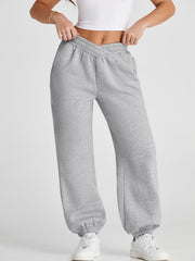 Pantaloni della tuta in vita elastica a croce grigio chiaro e unico, - Miniatuur