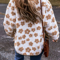 Liicht franséisch beige léif Blummenmuster Knäppchen-Fleece-Jackett - Foto 2