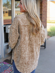 Shacket Vintage Vintage Minerale Degradato Oversized Shacket - Miniatuur