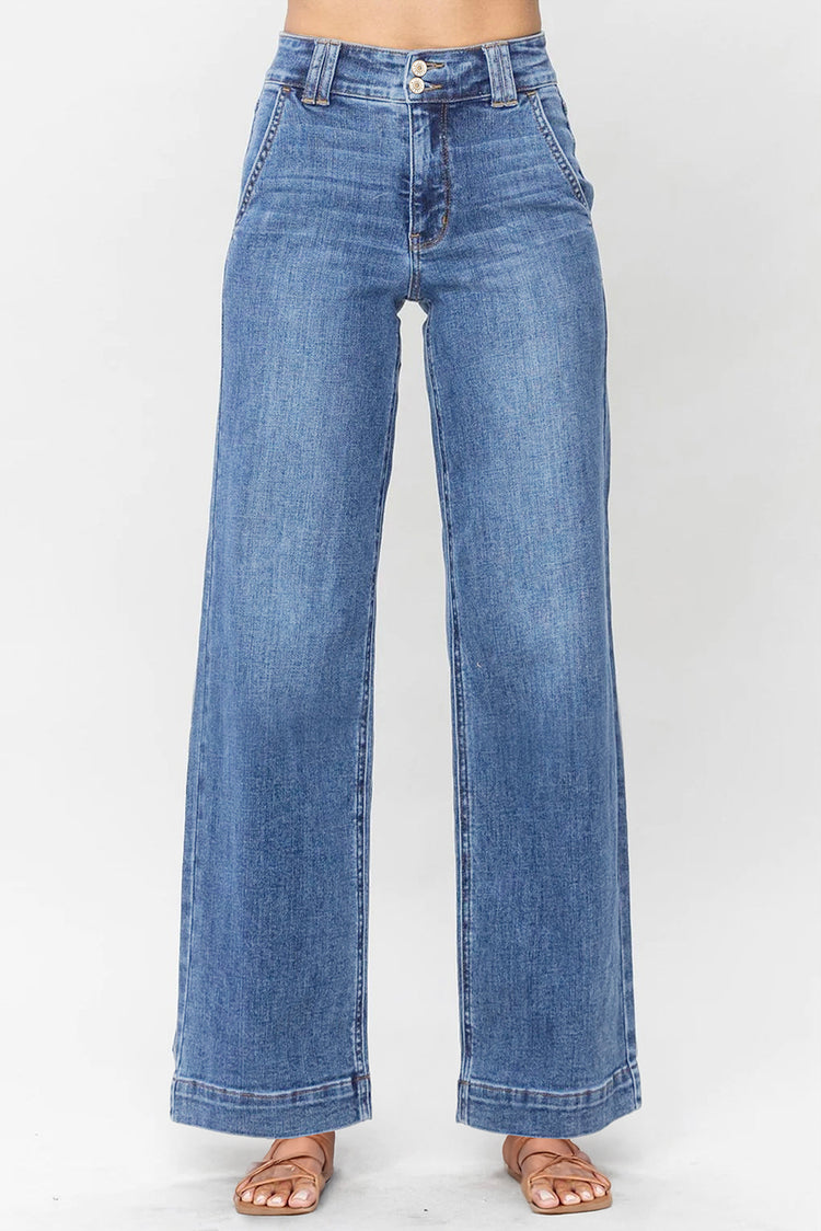 Vaqueros azul celeste con doble cremallera y pierna recta - Damesmode