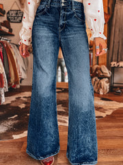 Vaqueros Beau Blue Acid Wash Detail Bolsillo Acampanado - Imagen de moda femenina 4 - Miniatuur