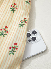 Robe courte courte à motifs floraux rayés abricot avec un ourlet à volants contrasté - Damesmode Afbeelding 7 - Miniatuur