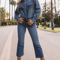 Camicia con bottoni con dettagli in denim vintage blu crepuscolo - Foto 5