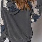 Carbon Grey Star Patchwork con cuciture contrastanti Mineral wash Kangaroo Pocket Vintage Hoodie - Thumbnail