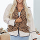 Bruin Luipaardprint Star Hooded Patchwork Contrast Piping Open Front Jasje
