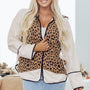 Bruin Luipaardprint Star Hooded Patchwork Contrast Piping Open Front Jasje
