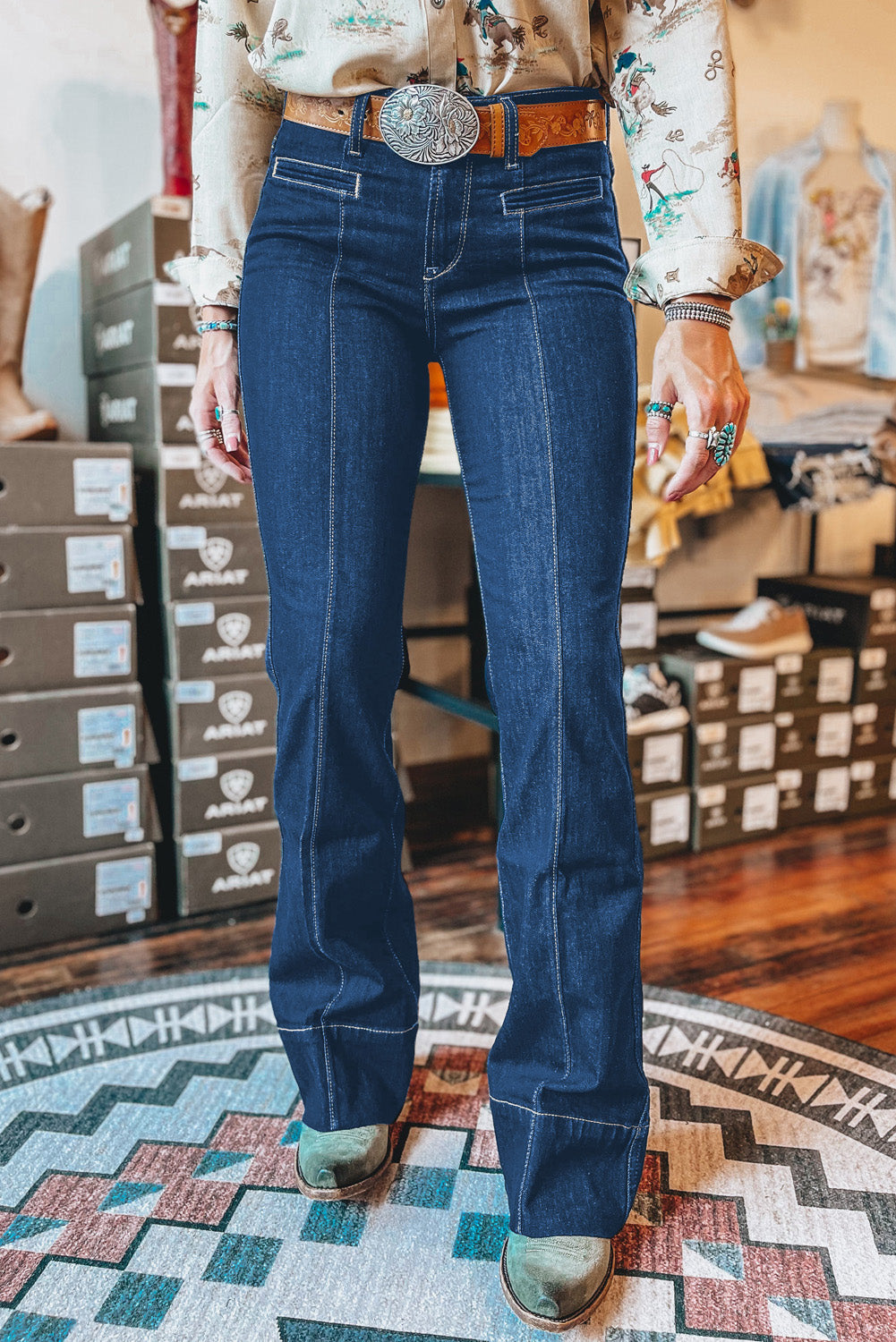 Sail Blue midtersøm dyb vasket lige jeans