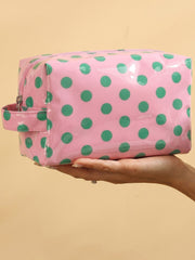 Light Pink Durable PVC Polka Dot Makeup Bag - Miniatuur