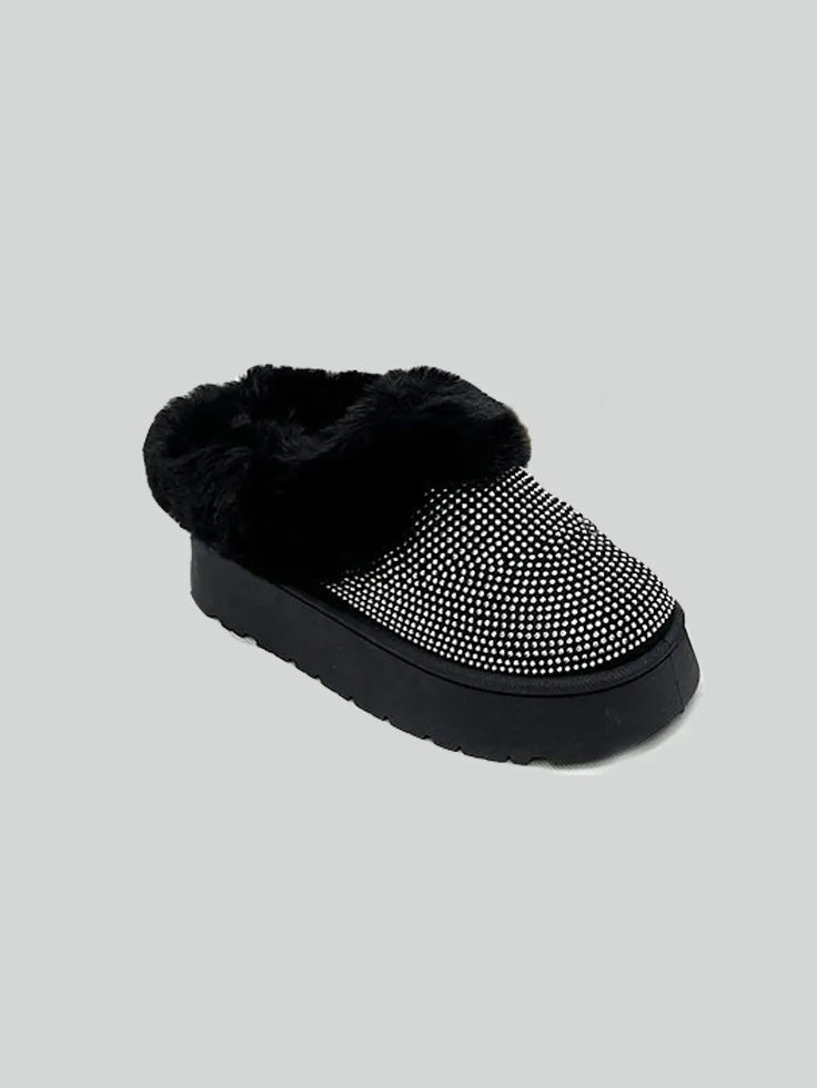 WILD DIVA Embellished Faux Fur Platform Booties - Exclusive Women Fashion & Apparel | Redblad Official