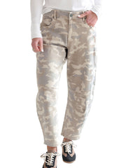 Khaki-Tarndruck-Taschen-Jeans mit knöchellangen Barrel-Jeans - Miniatuur