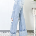 Beau Blue Light Wash Distressed Straight Jeans - Damesmode Afbeelding 2 - Foto 2