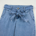 Beau Blue Western Washed Bow Knot Sash Wide Leg Jeans - Damesmode Afbeelding 5 - Foto 5