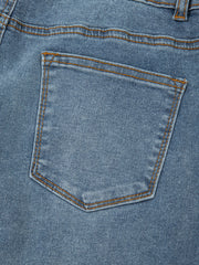 Jeans a stivali a vita alta con 2 bottoni, bordature a bordatura a bordatura - Miniatuur