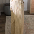 Apricot Stripe Ribbon Drawstring Waist Full-Length Shift Pant - Damesmode Afbeelding 3 - Foto 3