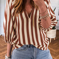 Braune Bluse mit V-Ausschnitt und halbärmeliger Legerbluse - Foto 1