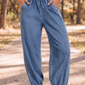 Dämmerungsblaue elastische Taille-Harem-Jeans in knöchellanger Länge - Foto 1