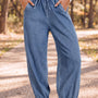 Dusk Blue Elastic Waist Harem Ankle Length Jeans