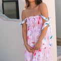 Rosa geblümtes Maxikleid mit verknotetem Schulter-Kittel - Foto 6