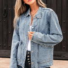 Myosotis-Jakobsmuschel-Kragenkragen mit gepatchter Tasche und mineralgewaschener Jeansjacke - Thumbnail